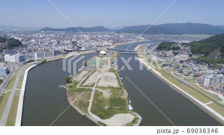 《宮城県・石巻市》市街地の空撮 69036346