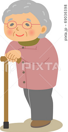杖をついて歩くおばあさんのイラスト素材 杖をついて歩くおばあさんのイラスト素材