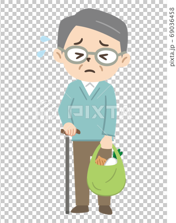 老人攜帶沉重的行李 69036458