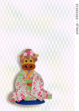 年賀素材　丑年　和柄 69036618