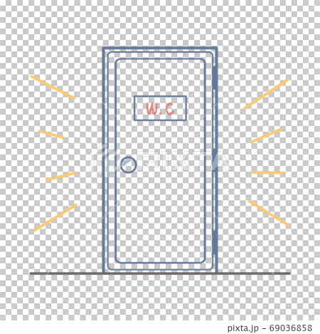 トイレのドアのイラスト（線画） 69036858