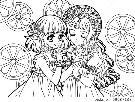 Girl coloring book / Lemon fairy (with background) - Stock Illustration  [69037138] - PIXTA