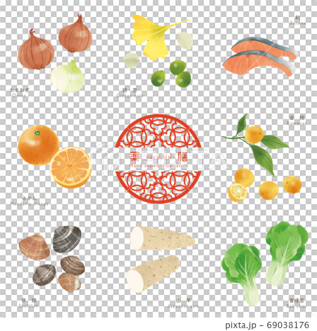 冬の薬膳−1/食材の手描きイラスト 冬の薬膳−1/食材の手描きイラスト 69038176