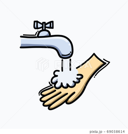 wash hand doodle color vector icon. Drawing sketch illustration 69038614