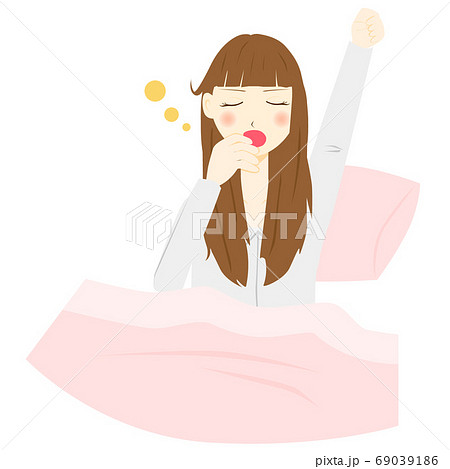 朝　起床　女性 69039186