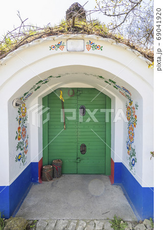 Group of typical outdoor wine cellars in Plze near Group of typical outdoor wine cellars in Plze near 69041920