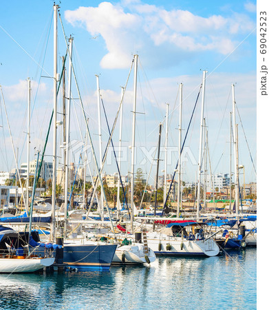 Larnaca marina, yachts, cityscape, Cyprus 69042523