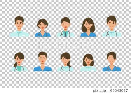 微笑的男性和女性醫務工作者的插圖 微笑的男性和女性醫務工作者的插圖 69043057