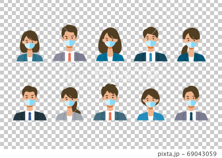 男人和女人穿著口罩的插圖 男人和女人穿著口罩的插圖 69043059