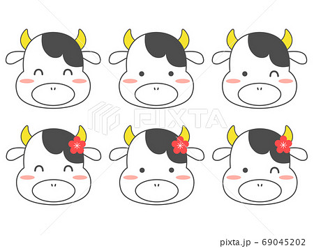 6匹の牛の顔 69045202