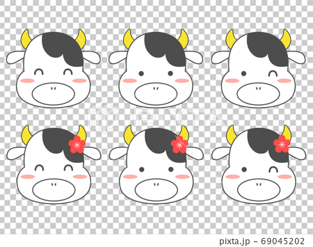 6匹の牛の顔 69045202