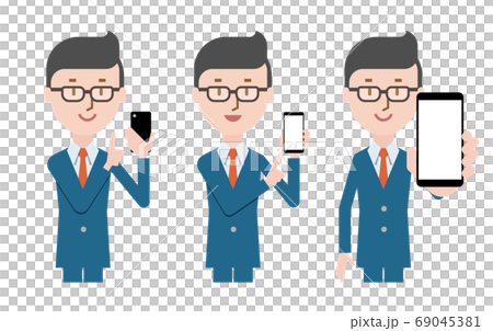 スマホを操作するビジネスマン, 人物アイコン 69045381