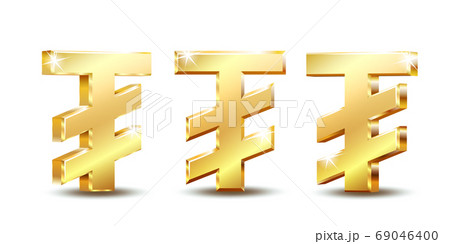 Mongolian tugrik currency symbol, golden money sign 69046400