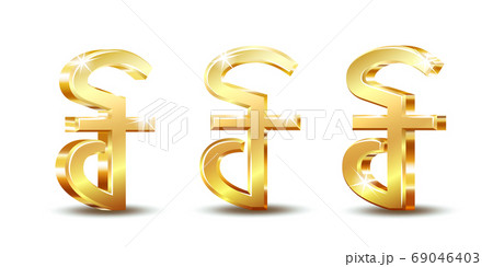 Cambodian riel currency symbol, golden money sign 69046403