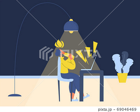 Man work with laptop. Vector flat design. 69046469