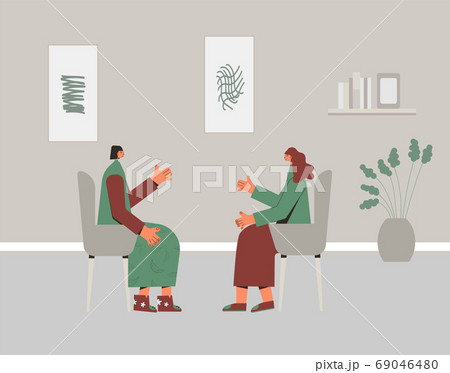 Mental health therapy session. Vector color flat. 69046480
