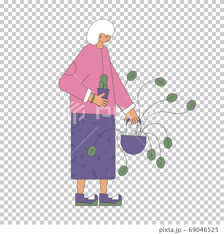 Plant lover. Man with indor flower pot. Vector Plant lover. Man with indor flower pot. Vector 69046525