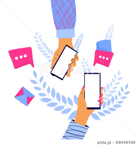 Human hand holding a phone. Vector design. 69046566
