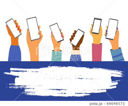 Human hand holding a phone. Vector design. 69046573