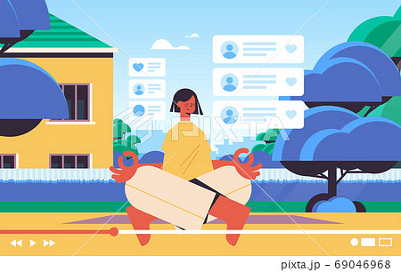 female fitness blogger recording online video blog live streaming blogging vlog popularity concept female fitness blogger recording online video blog live streaming blogging vlog popularity concept 69046968