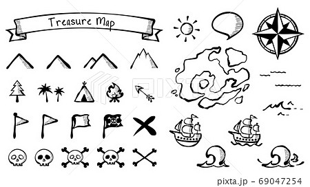 Hand Drawn Style Retro Icon Used For Treasure Stock Illustration