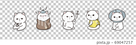 Vector illustration set of sick white cats 69047257