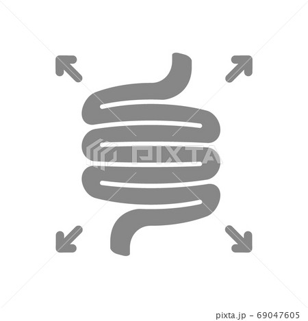 Bloated intestines grey icon. Diseases internal organ symbol 69047605