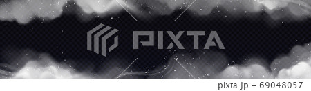 Smoke frame, horizontal border, white smog clouds Smoke frame, horizontal border, white smog clouds 69048057
