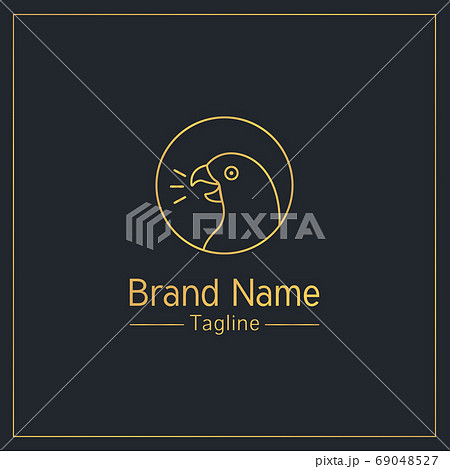 Talking parrot golden playful logo design template 69048527