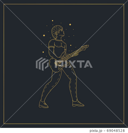 Rock star playing guitar design template 69048528