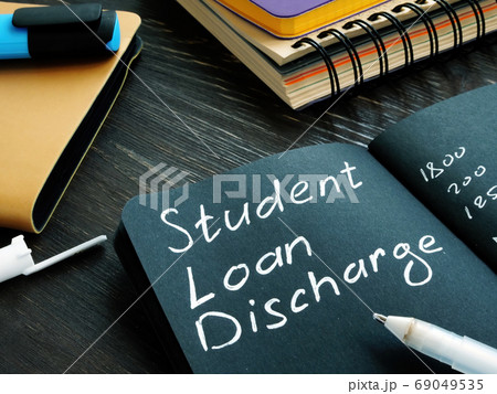 Student loan discharge memo on the black page. Student loan discharge memo on the black page. 69049535
