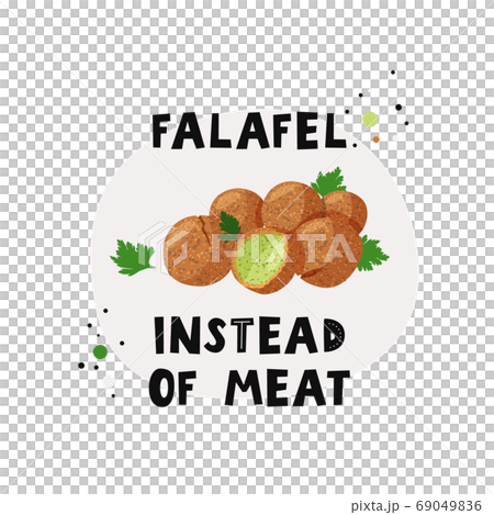Falafel instead of meat. Traditional dish of Jewish cuisine Falafel. Vegetarian food isolated on white background. 69049836