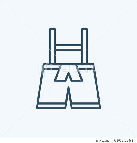Lederhose pant, Bavarian Man traditional cloth,  Icon Logo Vector Isolated. Oktoberfest Icon Set. Editable Stroke and Pixel Perfect. 69051262