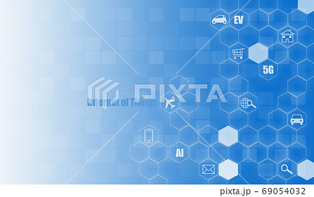 Iotデジタルイメージ ブルー背景素材のイラスト素材