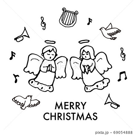 クリスマスの手描きの天使素材のイラスト素材 [69054888] - PIXTA