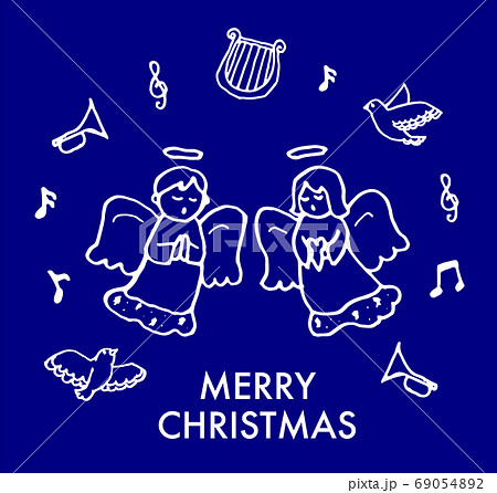 クリスマスの手描きの天使素材 69054892