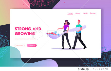 Health Care and Medicine Drugs Industry Landing Page Template. Tiny Characters Carry Huge Spoon with Vitamins or Pills Health Care and Medicine Drugs Industry Landing Page Template. Tiny Characters Carry Huge Spoon with Vitamins or Pills 69055676