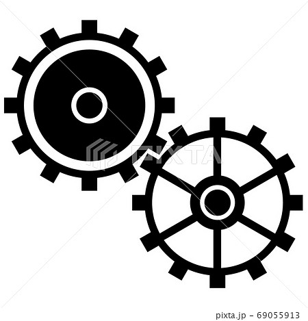 歯車 ギア シルエット 影絵のイラスト素材