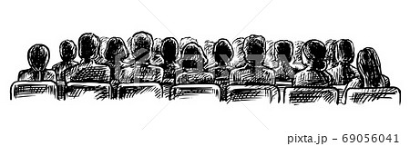 People At Lecture Hall Sketch View From Backのイラスト素材