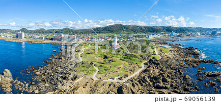 千葉県南房総　野島崎のパノラマ空撮 69056139