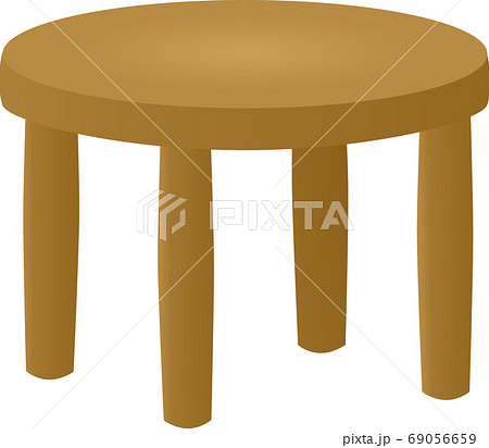 木製の丸テーブルのイラスト素材