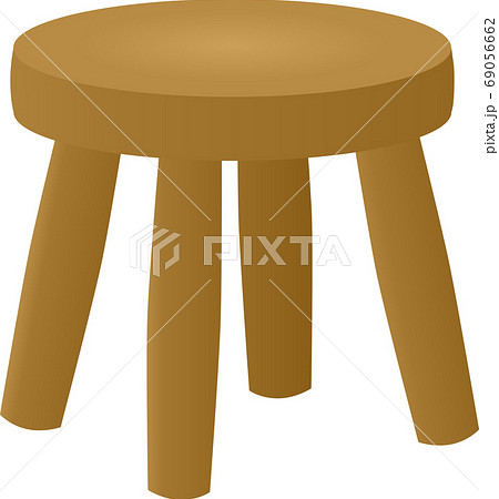 木製の丸椅子のイラスト素材