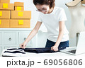 Asian teenager owner business woman work at home for online shop 69056806