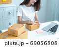 Asian teenager owner business woman work at home for online shop 69056808