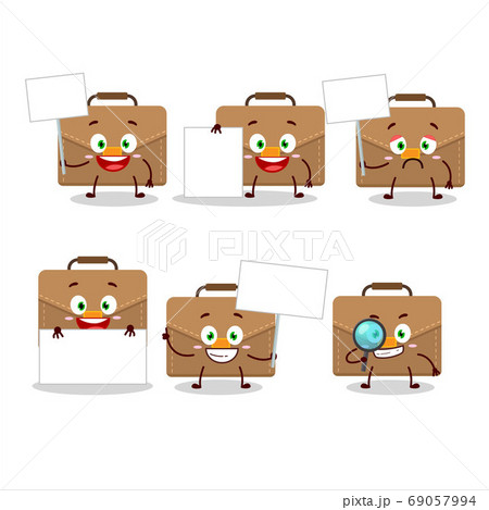 Brown suitcase cartoon character bring information board 69057994