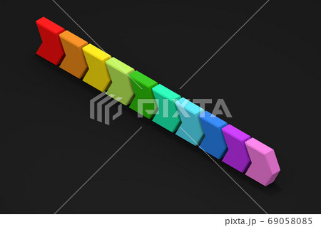 10種類の色 10個のパーツ カラフルな色彩 アイソメトリック 立体的なオブジェクト のイラスト素材