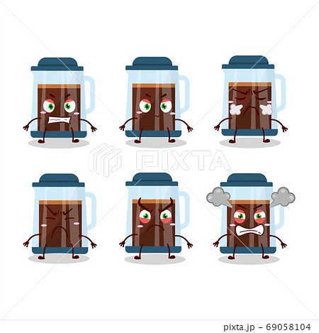 French press cartoon character with various angry expressions 69058104