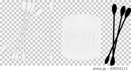 白い綿棒と黒い綿棒と綿棒のケースのイラスト 白い綿棒と黒い綿棒と綿棒のケースのイラスト 69058121