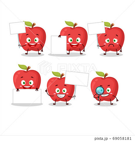 Apple cartoon in character bring information board 69058181