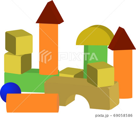 可愛いシンプルな積木のイラストのイラスト素材